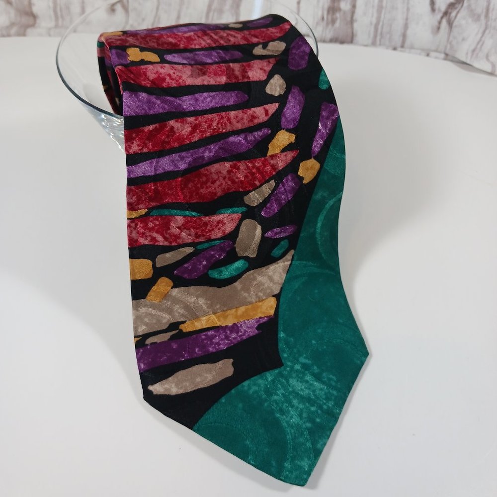 Desert Designs Men's Silk Tie Abstract Aboriginal Art D Ginginara Multi Color